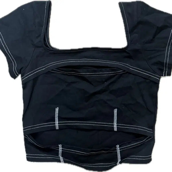 [BUNJANG] Curity Stitch Black Short Sleeve T-Shirt / 큐리티 스티치 블랙 반팔 티셔츠