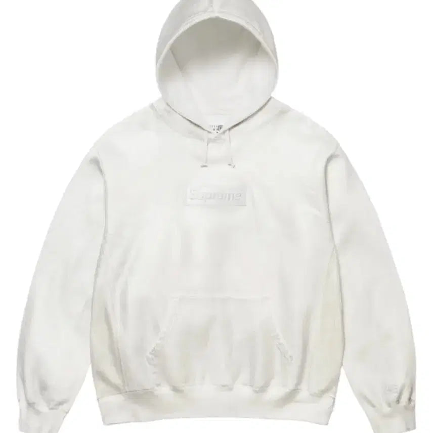 [BUNJANG] Supreme x MM6 Maison Margiela Foil Box Logo Hooded Sweatshirt White / 슈프림 x MM6 메종 마르지엘라 포일 박스로고 후드 스웨트셔츠 화이트