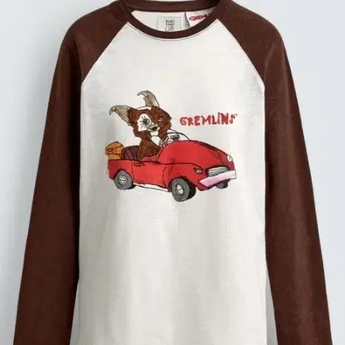 [BUNJANG] Zara Gremlins Raglan Long Sleeve T-Shirt Brown / 자라 그렘린 라글란 긴팔 티셔츠 브라운