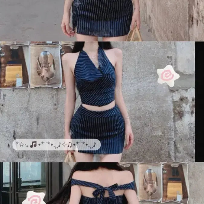 [BUNJANG] Halter Neck Skirt Two-Piece Set Festival Party Look / 홀터넥 스커트 투피스 세트 페스티벌 파티룩