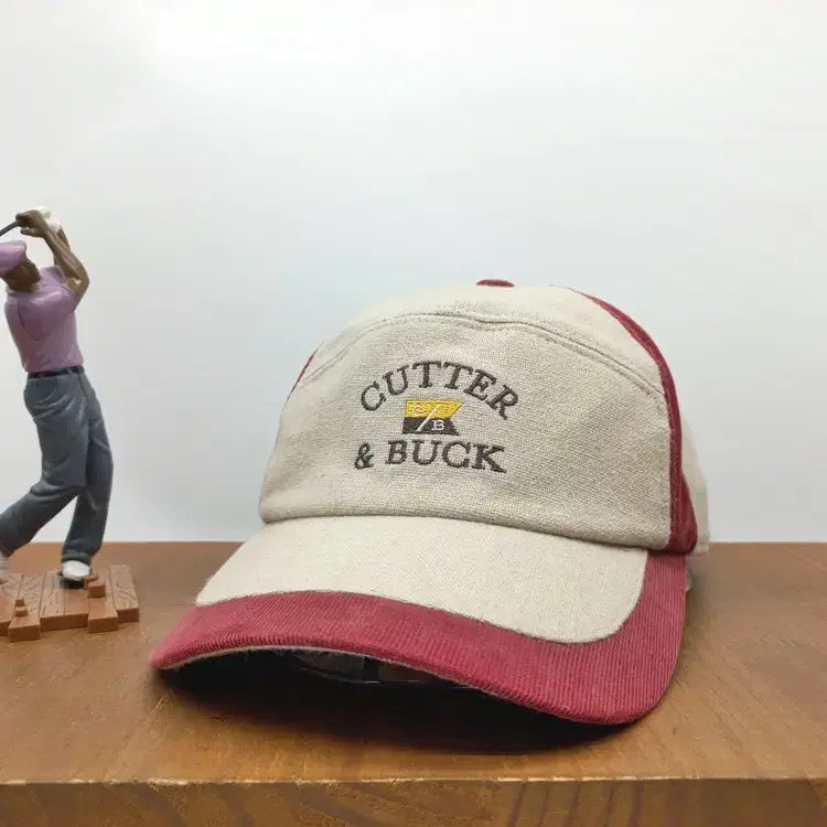 [BUNJANG] Cutter & Buck Vintage 90s Golf Cap Beige Red / 90s 빈티지 골프 모자 커터앤벅 Cutter Buck 베이지