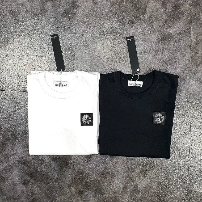 [BUNJANG] Stone Island Short Sleeve T-Shirt White/Black / 스톤아일랜드 반팔티 화이트/블랙