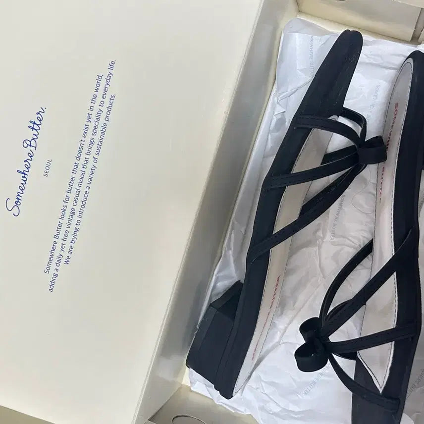 [BUNJANG] Somewhere Better Sally Ribbon Mules Black / 썸웨어버터 리본 뮬 블랙 230