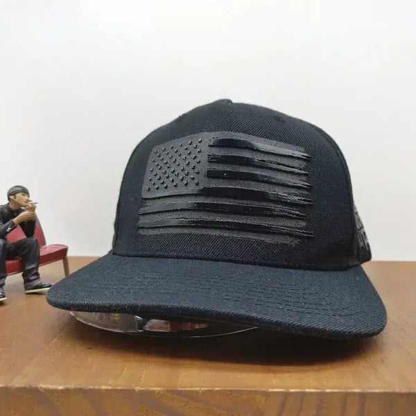 [BUNJANG] Flipper Street Snapback Cap with Large American Flag Design - Black / 대형 성조기 스트릿 스냅백 플리퍼 FLIPPER 블랙