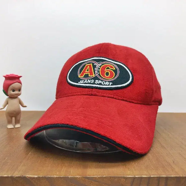 [BUNJANG] A6 Jeans Sport Y2K Vintage Logo Cap / Y2K 빈티지모자 스트리트 패션 A6 Jeans Sport 로고 딥 레드