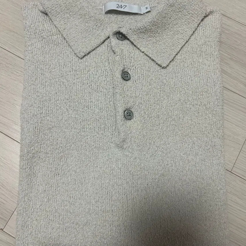 [BUNJANG] 247 Series Boucle Terry Short Sleeve Knit Light Grey M / 247시리즈 부클 테리 반팔니트 라이트그레이 M