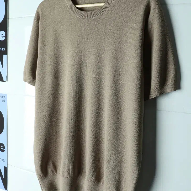 [BUNJANG] Suare Basic Short-Sleeve T-Shirt Knit - Beige / (M-L) 수아레 반팔 티셔츠 니트 베이지 무지 놈코어-H34377