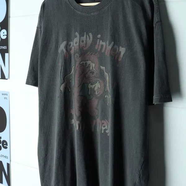 [BUNJANG] Compagno Pigment Teddy Bear T-Shirt Charcoal / (M-L) 꼼파뇨 반팔 티셔츠 피그먼트 테디베어 차콜 키치-H34382