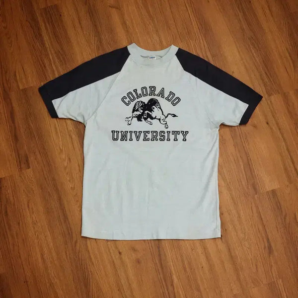 [BUNJANG] 1970s Champion Colorado University Raglan T-Shirt (Blue Bar Tag) / 70년대 빈티지 챔피온 콜로라도 반팔티셔츠 판매