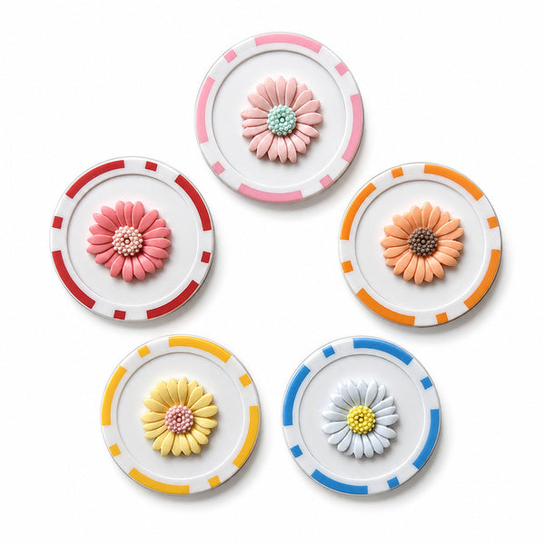 [BUNJANG] Daisy Chip Marker Ball Marker (5 Options) / 데이지 칩마커 볼마커 5종선택 라운딩 필드용품 골프 악세사리 개별포장