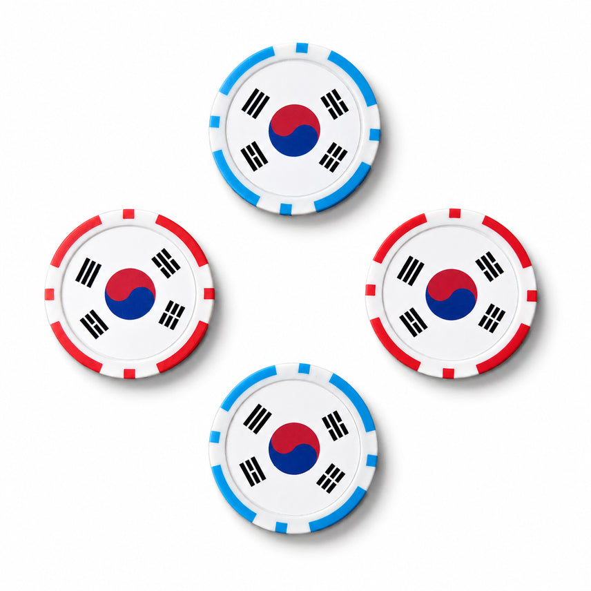 [BUNJANG] Taegukgi Chip Marker Golf Ball Marker Set (4 pcs) / 태극기 칩마커 볼마커 4개 1세트 라운딩 필드용품 골프 악세사리 개별포장