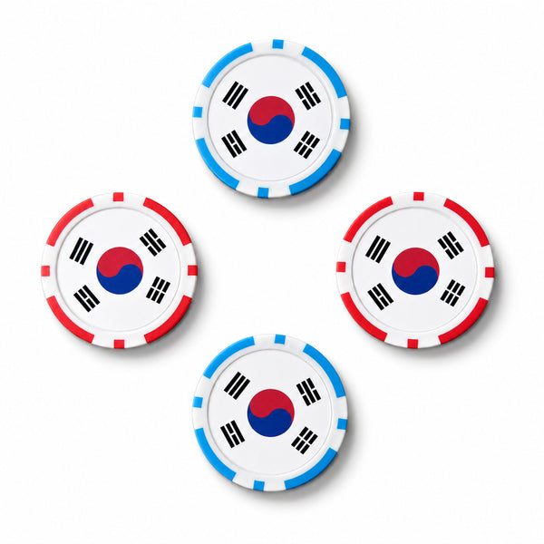 [BUNJANG] Taegukgi Chip Marker Golf Ball Marker Set (4 pcs) / 태극기 칩마커 볼마커 4개 1세트 라운딩 필드용품 골프 악세사리 개별포장