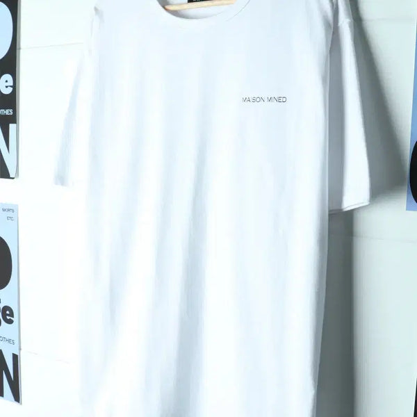[BUNJANG] Maisonmined Lettering Short Sleeve T-shirt White Old School (L-XL) / (L-XL) 메종미네드 반팔 티셔츠 레터링 화이트 올드스쿨-H34394