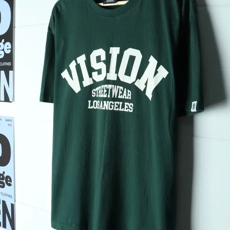 [BUNJANG] Vision Streetwear Big Logo T-Shirt Green / (L-XL) 비전스트릿웨어 반팔 티셔츠 빅로고 그린 올드스쿨-H34396
