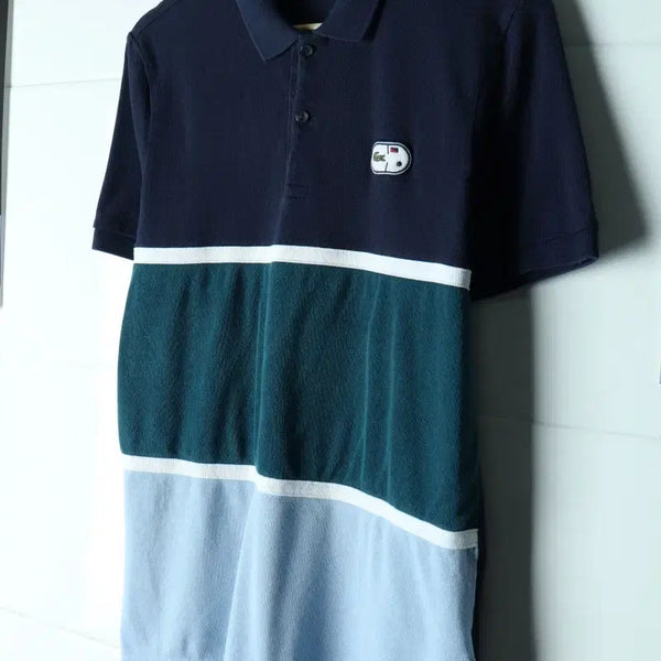 [BUNJANG] Lacoste Colorblock Polo T-Shirt Navy / (M) 라코스테 반팔 카라 티셔츠 배색 네이비 올드스쿨-H34398