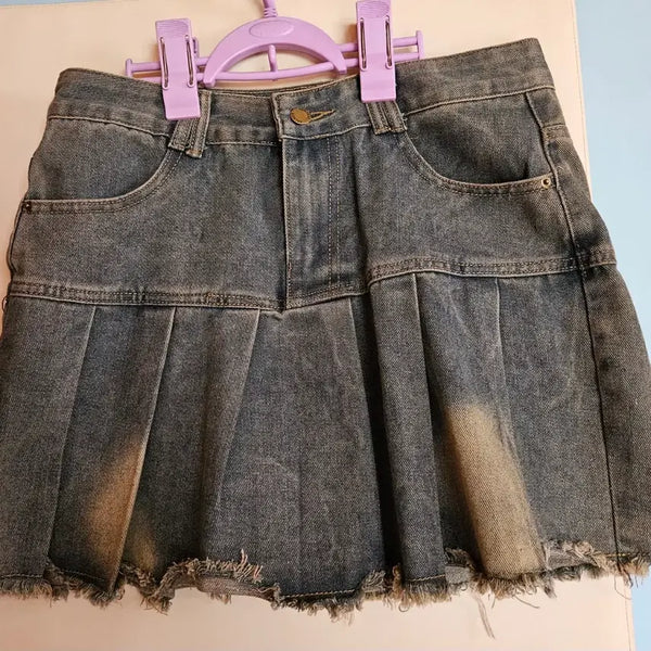 [BUNJANG] Washed Denim Mini Skirt / 워싱청치마