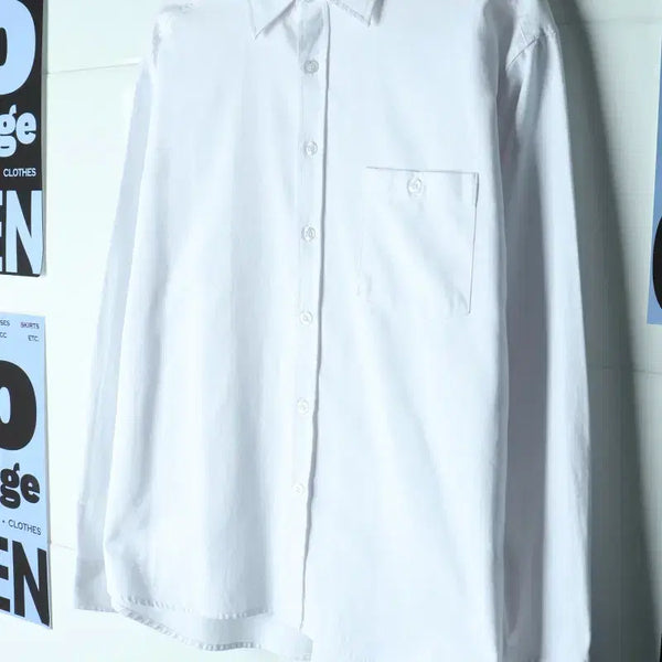 [BUNJANG] Filuminate Plain Pocket Shirt White Old School / (S-L) 필루미네이트 셔츠 남방 포켓 무지 화이트 올드스쿨-H34407