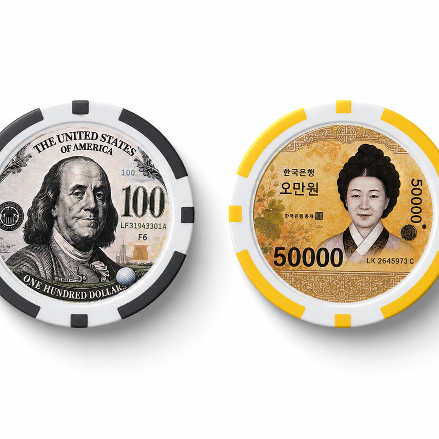 [BUNJANG] Fifty Thousand Won / One Hundred Dollar Chip Ball Marker for Golf Field Use / 오만원 백달러 칩마커 볼마커 라운딩 필드용품 골프 악세사리 개별포장