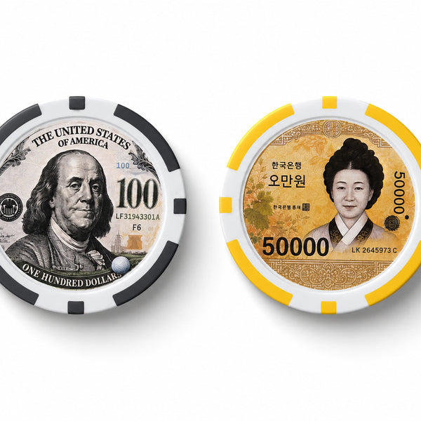 [BUNJANG] Fifty Thousand Won / One Hundred Dollar Chip Ball Marker for Golf Field Use / 오만원 백달러 칩마커 볼마커 라운딩 필드용품 골프 악세사리 개별포장