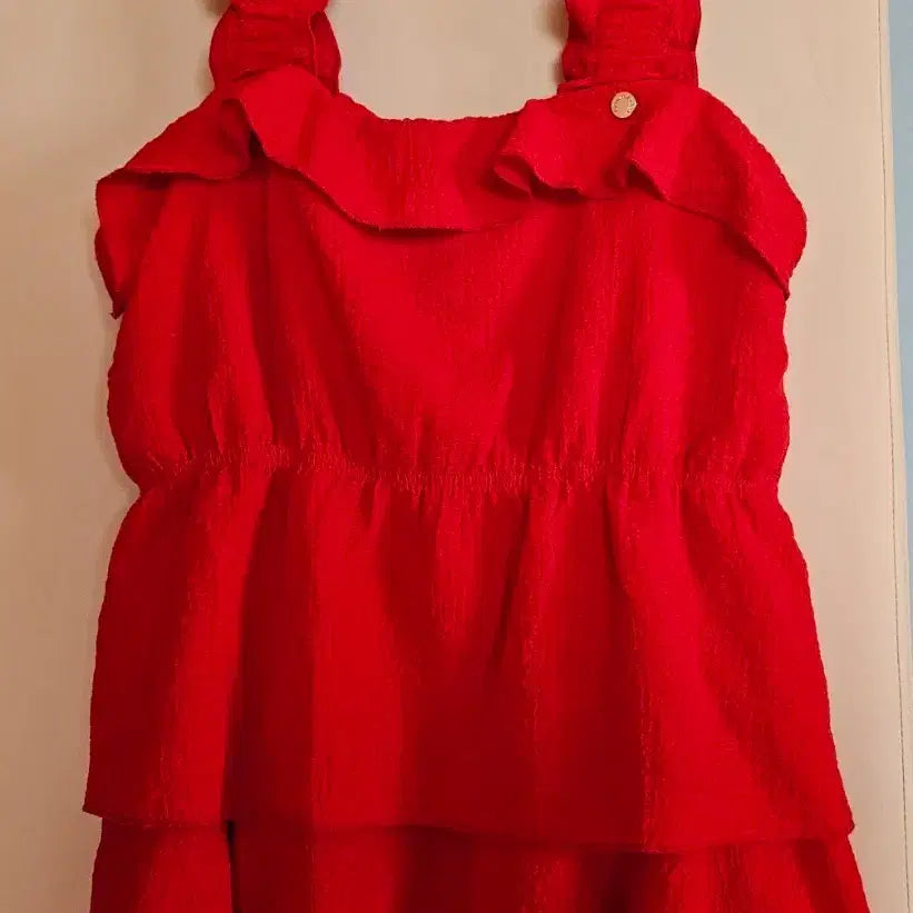[BUNJANG] Red Frill Sleeveless Top / 나시