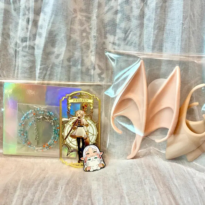 [BUNJANG] Elf Ears (2 Pairs) & Frieren Mini Figures (4 Types) Set / 코스프레 엘프귀 2쌍 + 프리렌 미니 피규어 4종