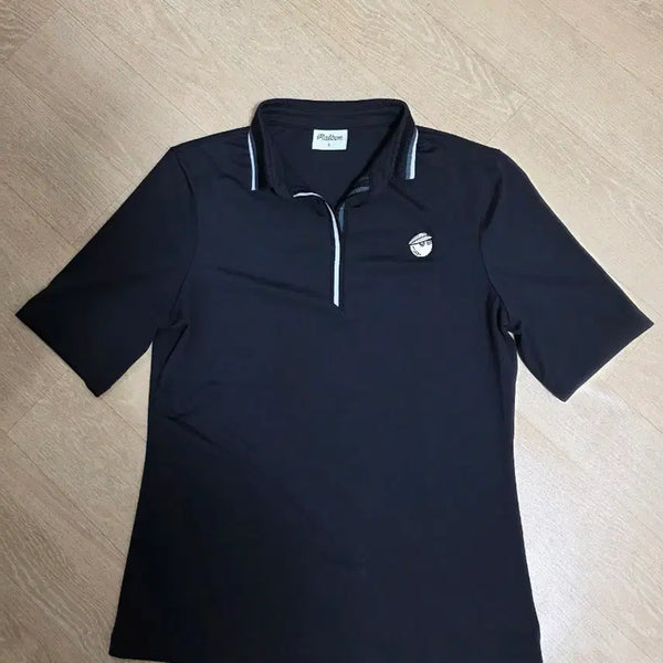 [BUNJANG] Malbon Women's Golf T-Shirt Collar Short Sleeve Shirt White/Gray Piping / 말본 여성 골프티 반팔 카라티 90