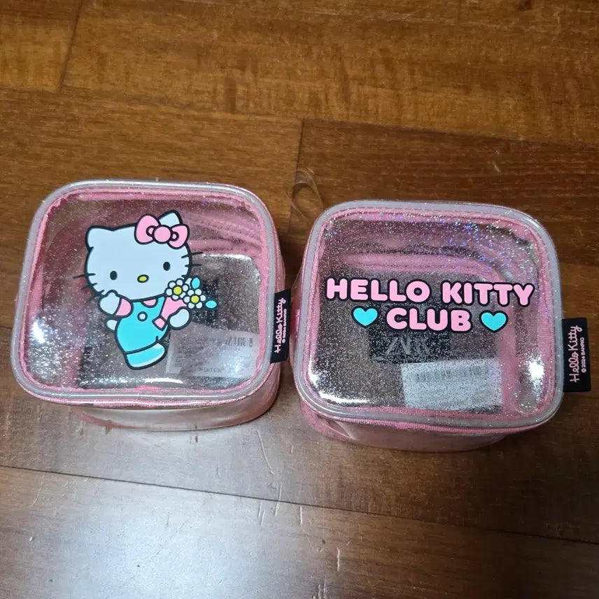 [BUNJANG] Hello Kitty Club Clear Pouch Set (2 Pieces) - Pink / 헬로키티 클럽 투명 파우치 2개 세트 핑크