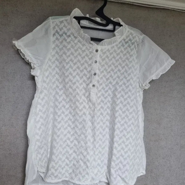 [BUNJANG] Purple Monogram Cotton Blouse / 퍼플 모노그램 코튼 블라우스(55~통통66)