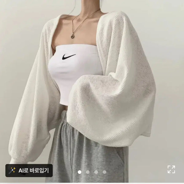 [BUNJANG] Avely Ivory Bolero Cardigan / 에이블리 아이보리 볼레로 가디건