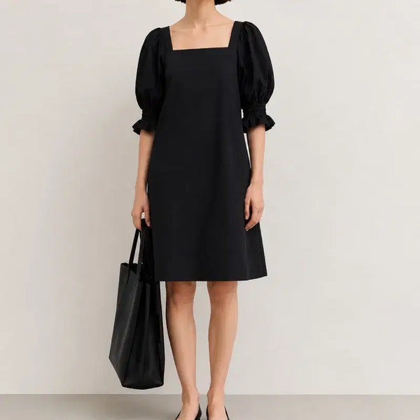 [BUNJANG] COS Black Puff Sleeve Square Neck Dress / COS 블랙 퍼프소매 스퀘어넥 원피스