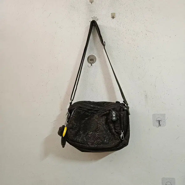[BUNJANG] Kipling Crossbody Bag Brown Snake Embossed / 키플링 크로스백 브라운 뱀피 무늬