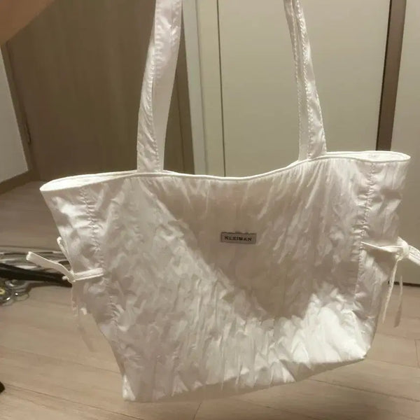 [BUNJANG] White Side Ribbon Shoulder Bag / 화이트 옆리본 숄더백