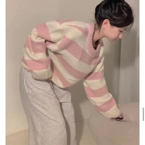 [BUNJANG] Pink Stripe Knit / 핑크 스트라이프 니트