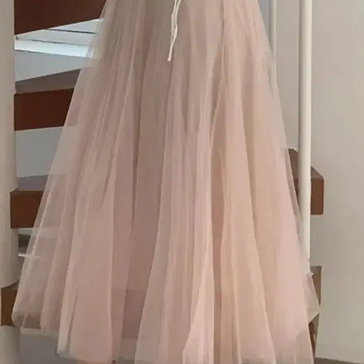 [BUNJANG] ATTRANGS Pink Beige Chiffon Skirt / 아뜨랑스 핑크 베이지 샤 스커트