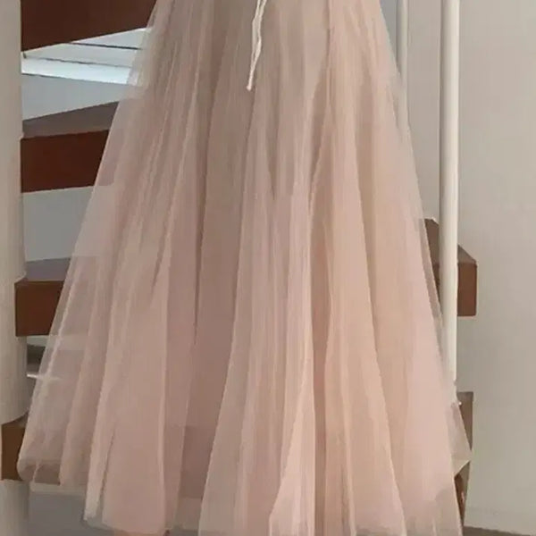 [BUNJANG] ATTRANGS Pink Beige Chiffon Skirt / 아뜨랑스 핑크 베이지 샤 스커트