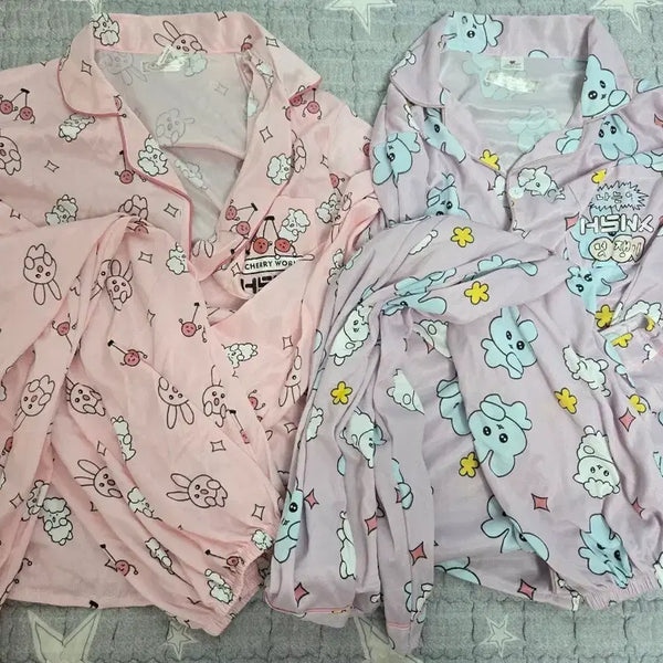 [BUNJANG] Pastel Rabbit Character Couple Pajama Set / 파스텔 토끼 캐릭터 커플 파자마 잠옷 세트 2종