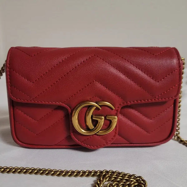 [BUNJANG] Gucci GG Marmont Matelassé Super Mini Shoulder Bag / 정품 구찌 가방 GG 마몽 마틀라세 슈퍼 미니 숄더백, 크로스백