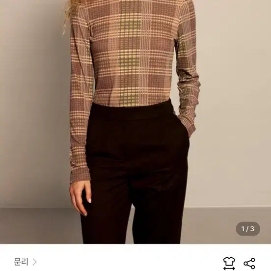 [BUNJANG] Munri Check Print Long Sleeve Top / 문리 체크 프린트 탑