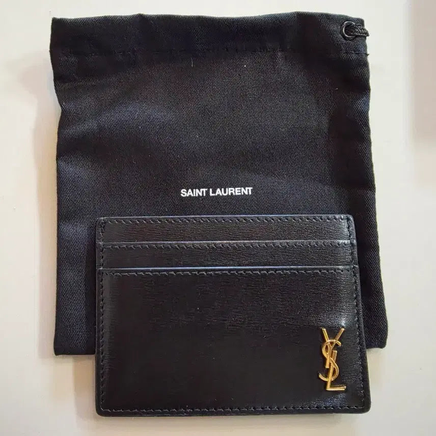 [BUNJANG] Saint Laurent Black Gold-Tone Card Holder / 생로랑 블랙 금장 카드지갑 팝니다.