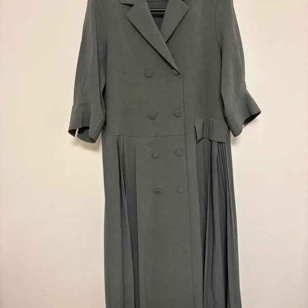 [BUNJANG] Time Double Button Pleated Long Dress / 타임 원피스