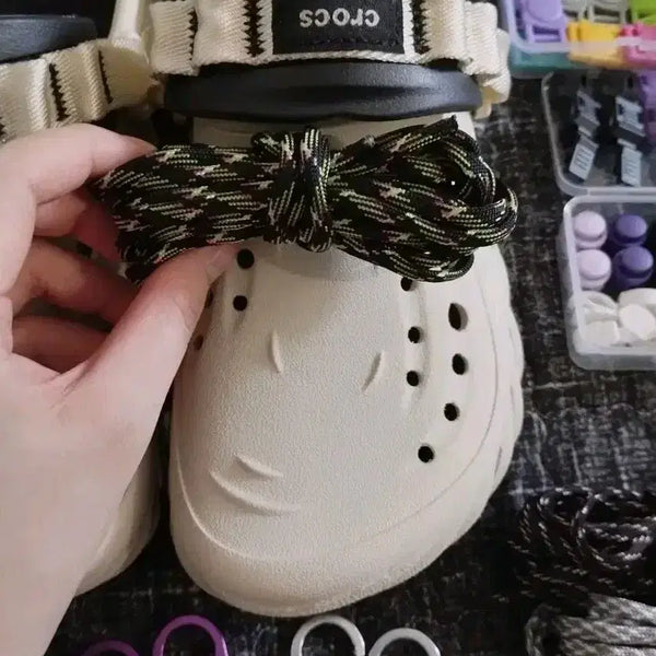 [BUNJANG] Crocs Echo Clog 230 Bone Black with Customization Materials Bundle / (새상품) 크록스 에코클로그 230 본블랙 + 커스텀 재료 일괄