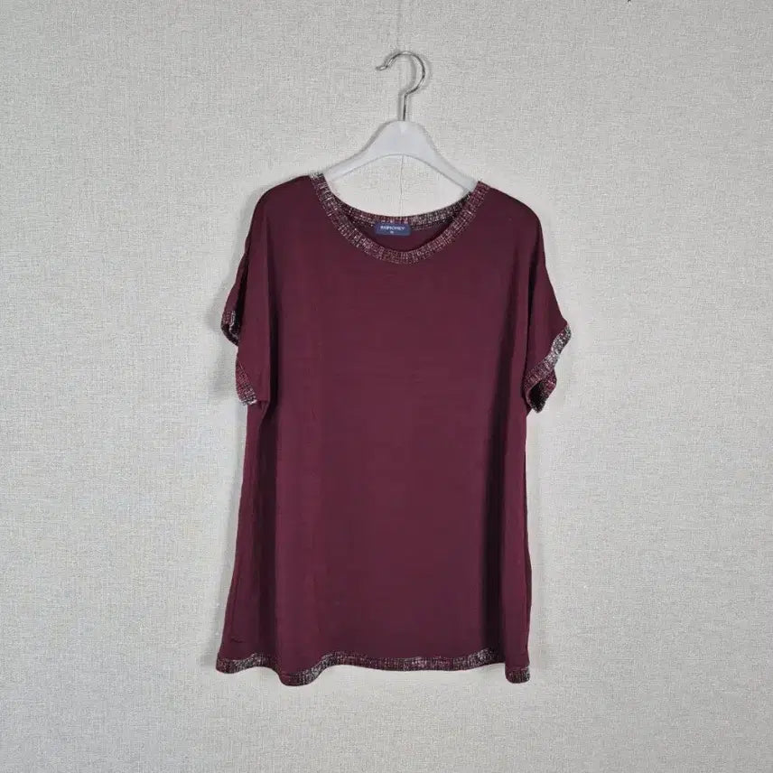 [BUNJANG] 88 Size Burgundy Short-Sleeve Blouse / (#88)레이온70% 버건디 반팔 블라우스