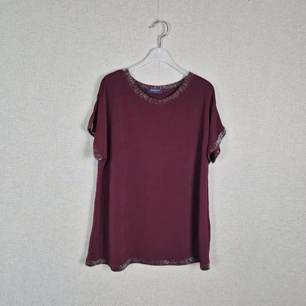 [BUNJANG] 88 Size Burgundy Short-Sleeve Blouse / (#88)레이온70% 버건디 반팔 블라우스