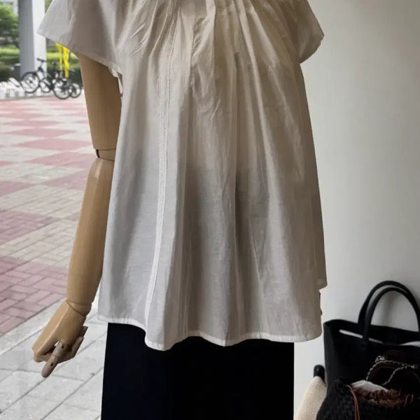 [BUNJANG] Pintuck Lace Blouse / 블라우스