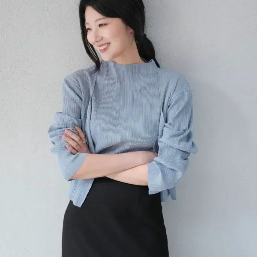 [BUNJANG] Nouarte Loer Pleated Set Powder Blue / [새상품] 누아르테(nouarte) 로에르 플리츠 세트(파우더 블루)