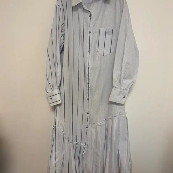 [BUNJANG] Time Asymmetrical Stripe Long Dress / 타임 비대칭 스트라이프 원피스