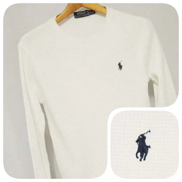 [BUNJANG] Polo Ralph Lauren Waffle Round Neck T-Shirt Women's 55 White / 폴로랄프로렌 와플 라운드 티셔츠 여성55