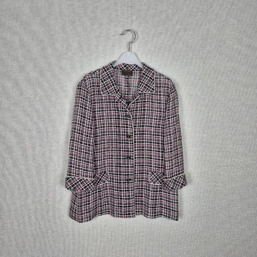 [BUNJANG] Rayon Blend Mesh 7-Sleeve Check Summer Jacket / (#55,66추천)레이온혼방 미세 메쉬 7부소매 체크 여름자켓