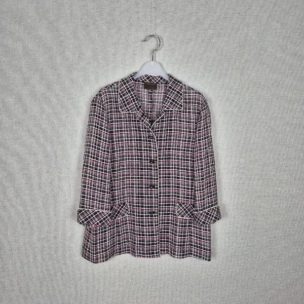 [BUNJANG] Rayon Blend Mesh 7-Sleeve Check Summer Jacket / (#55,66추천)레이온혼방 미세 메쉬 7부소매 체크 여름자켓