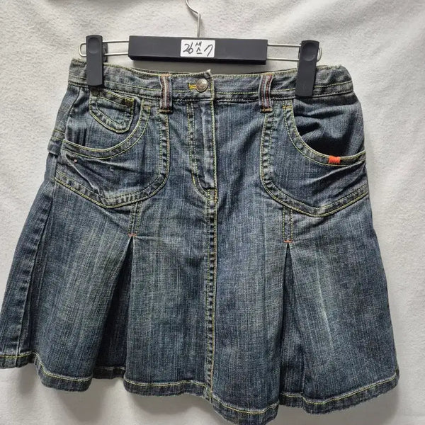 [BUNJANG] Denim Pleated Midi Skirt Size 26 / 새상품 데님 주름 스커트26 그외개당